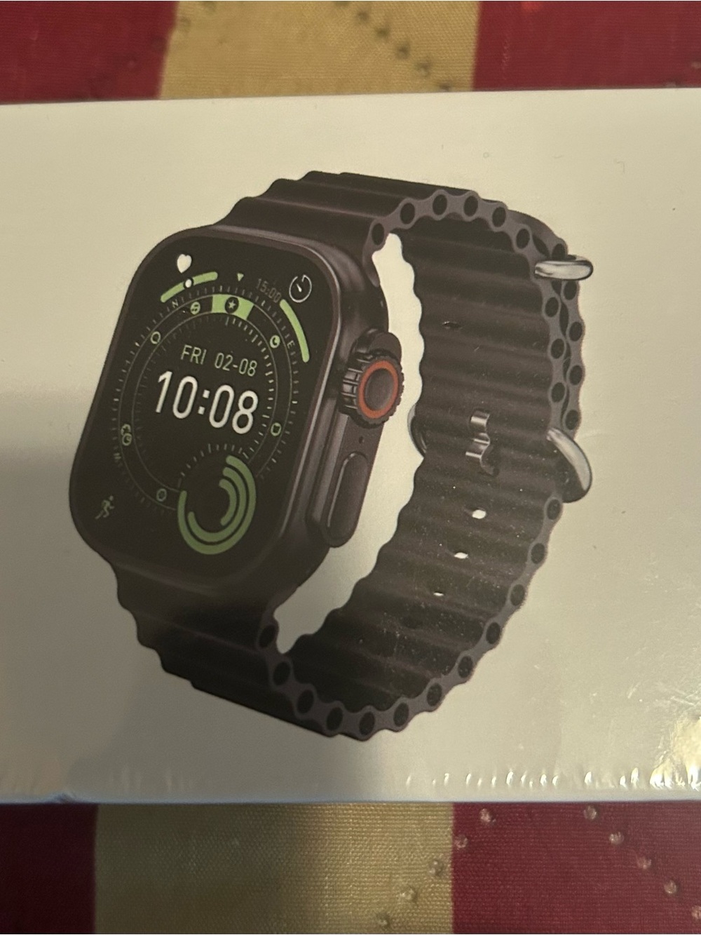 Black Sport Smartwatch with Ventilated Silicone Band